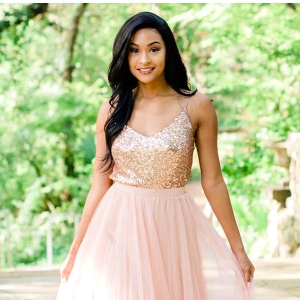 Revelry Rose Gold Sequin Bridesmaid Tank Top